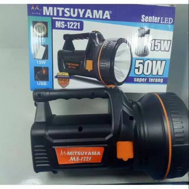 Senter Tangan LED 50watt 18650 Plus Lampu Emergancy MS 1221 V2B3 Listrik Terkini Murah Biasa