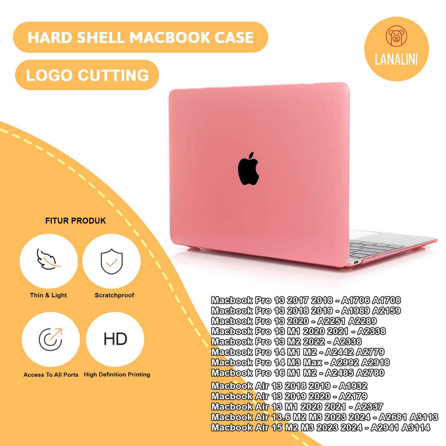 Case Casing Protective Pelindung Laptop Macbook Air Pro 13 M1 2017