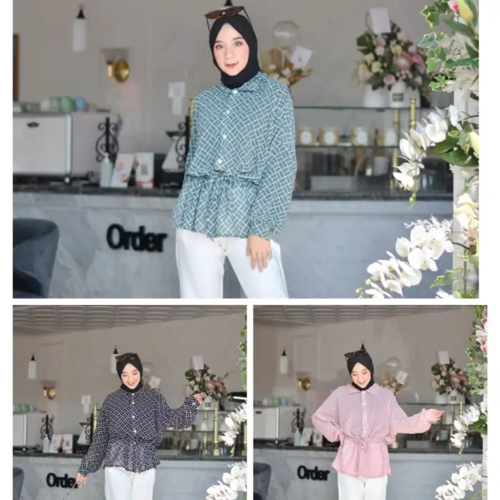 100 Realpict Kemeja Wanita Lengan Panjang Korean Style Oversize Lazada Indonesia