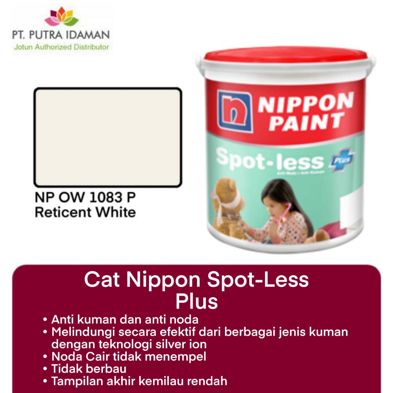 NIPPON PAINT INTERIOR SPOTLESS PLUS RETICENT WHITE OW 1083P Lazada