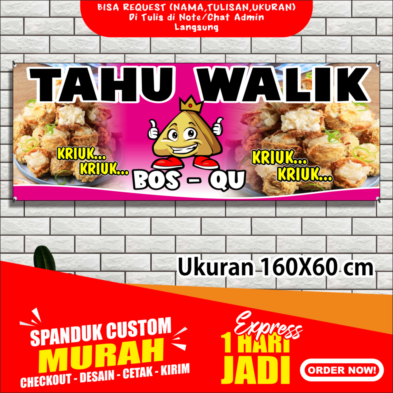 Banner Tahu Walik Spanduk Tahu Walik Ukuran 160x60 Cm Backdrop Tahu