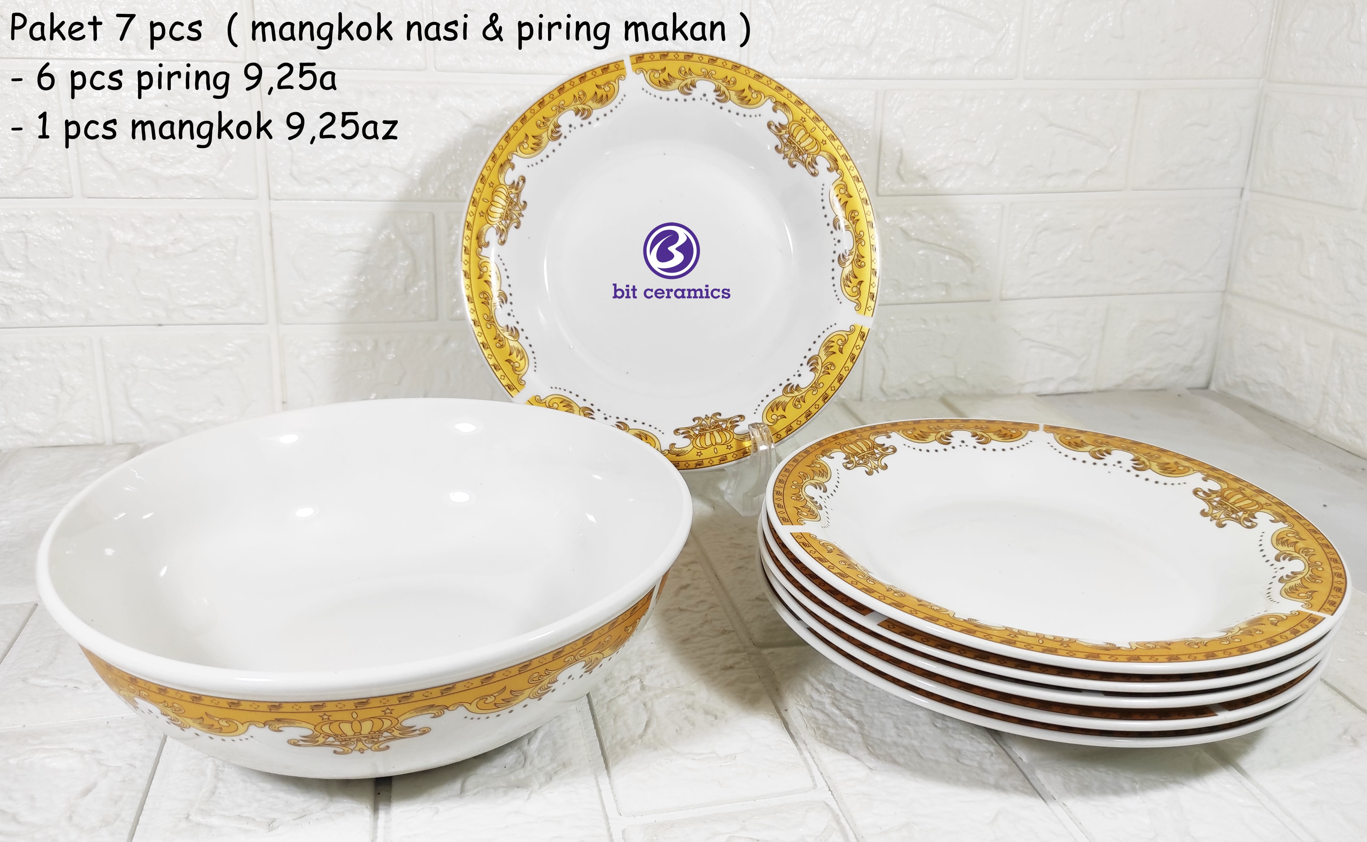 Piring Makan Dan Mangkok Nasi Material Keramik Dengan Banyak Pilihan Motif Paket 7pcs Lazada