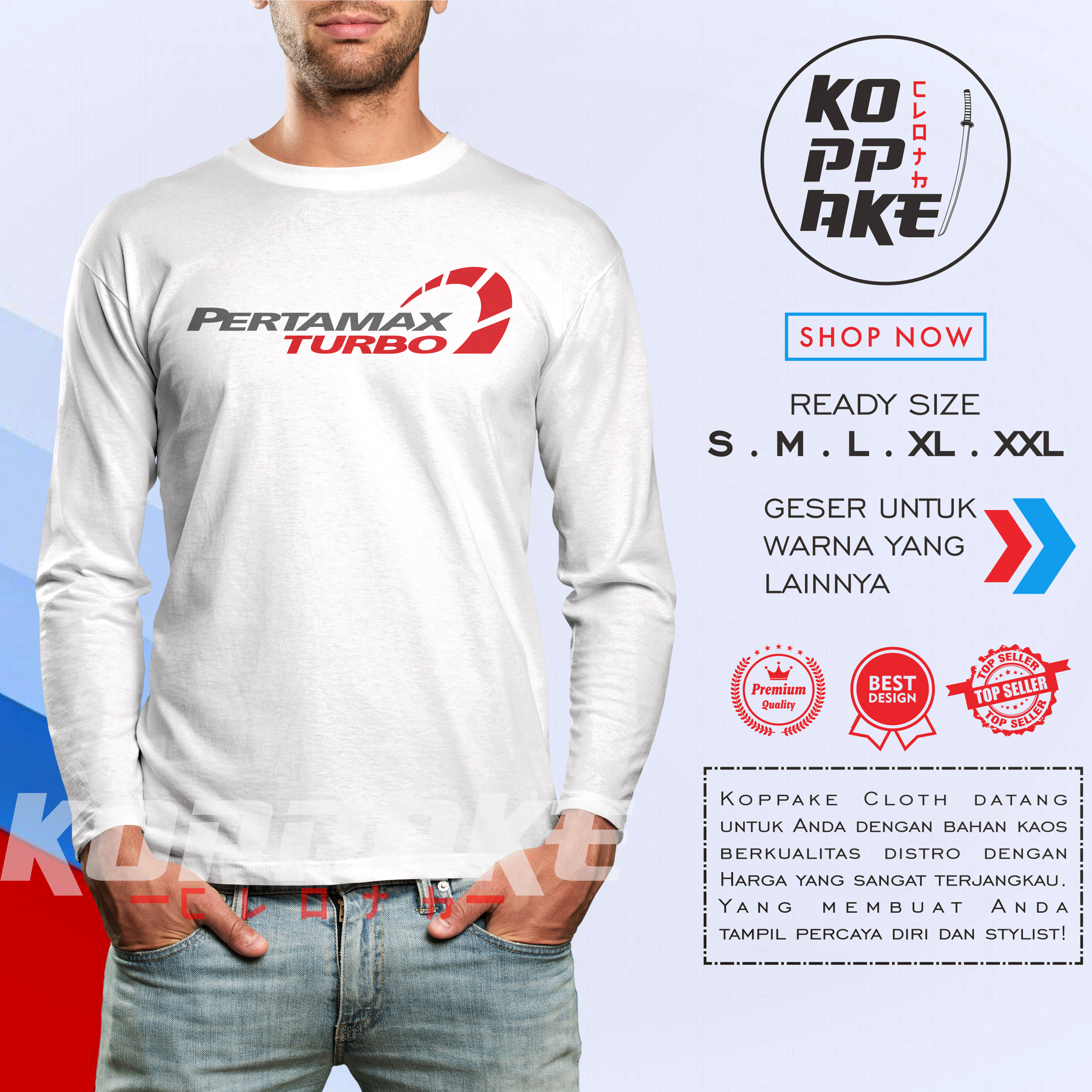 Kaos Pertamina Pertamax Turbo Logo Lengan Panjang Baju Perusahaan