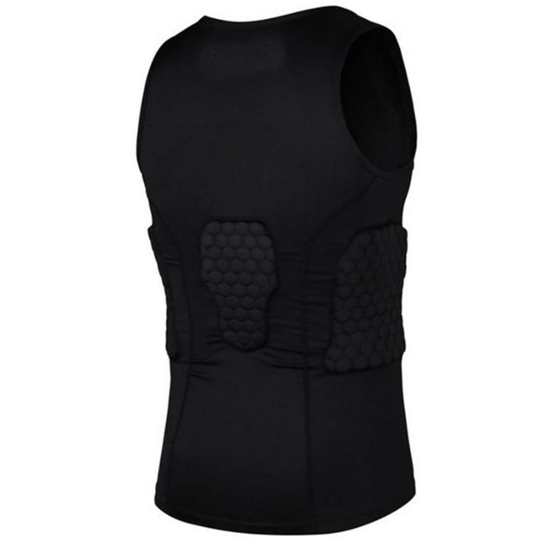 Men's Rib Protector Padded Vest Compression Shirt Training Vest with 3-Pad  for Football Soccer Basketball Hockey Protective Gear L 