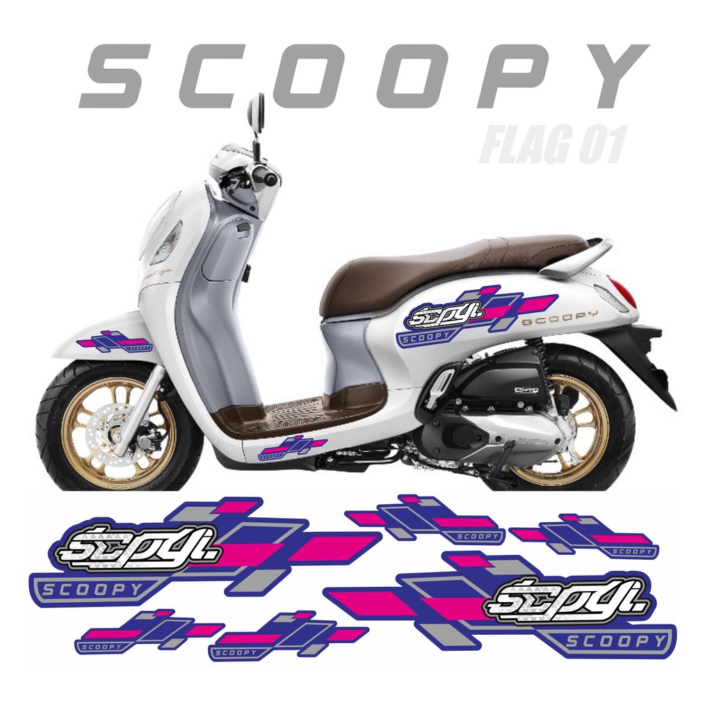 STRIPING SCOOPY SIMPLE LIS PINK EDITION FLAG 01 VARIASI BIRU | Lazada ...