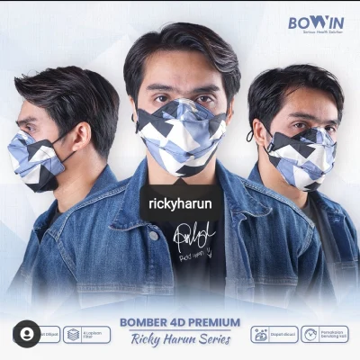 Bowin Masker Bomber 4D - 2x Anti Bakteri & Percikan (Masker Kain 4 Lapis) -Masker Non Medis|Masker Kain 3lapis|Masker Kain 3ply|Masker Viral|Masker Kain Bagus|Masker Korea|Masker 4ply|Masker Kesehatan|Masker Anti Virus|Masker Anti Bakteri