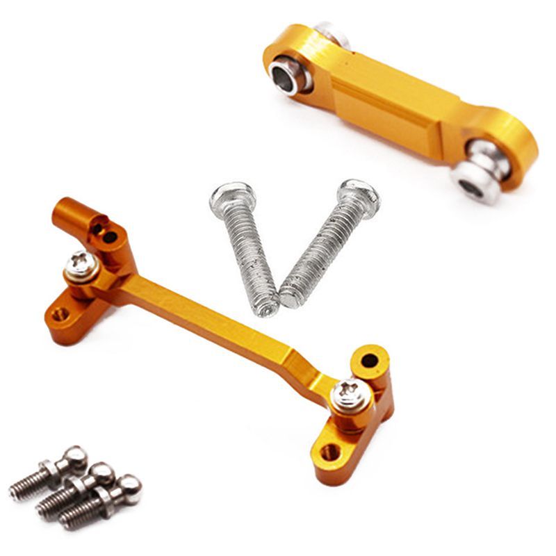 Servo Rudder Rod Metal Upgrade Rc Car Parts Yellow with 1 Pcs Metal Upgrad Steering Cylinder Mounting Block Yellow
