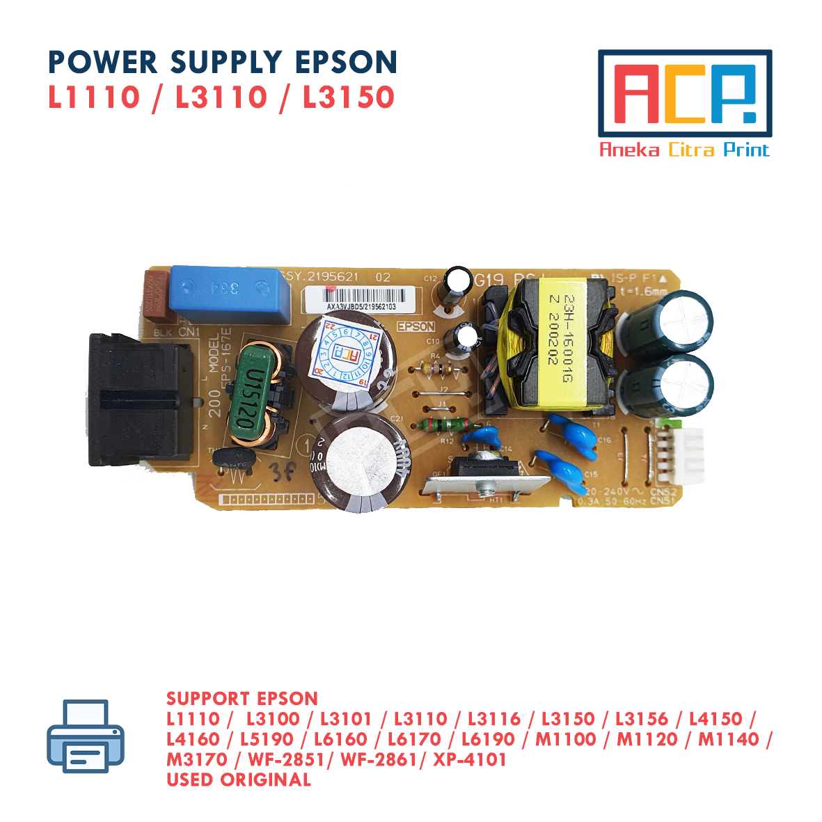 Power Supply Adaptor Epson L1110 L3110 L3150 L4150 L5190 Used Ori Tanpa Casing Lazada 4249