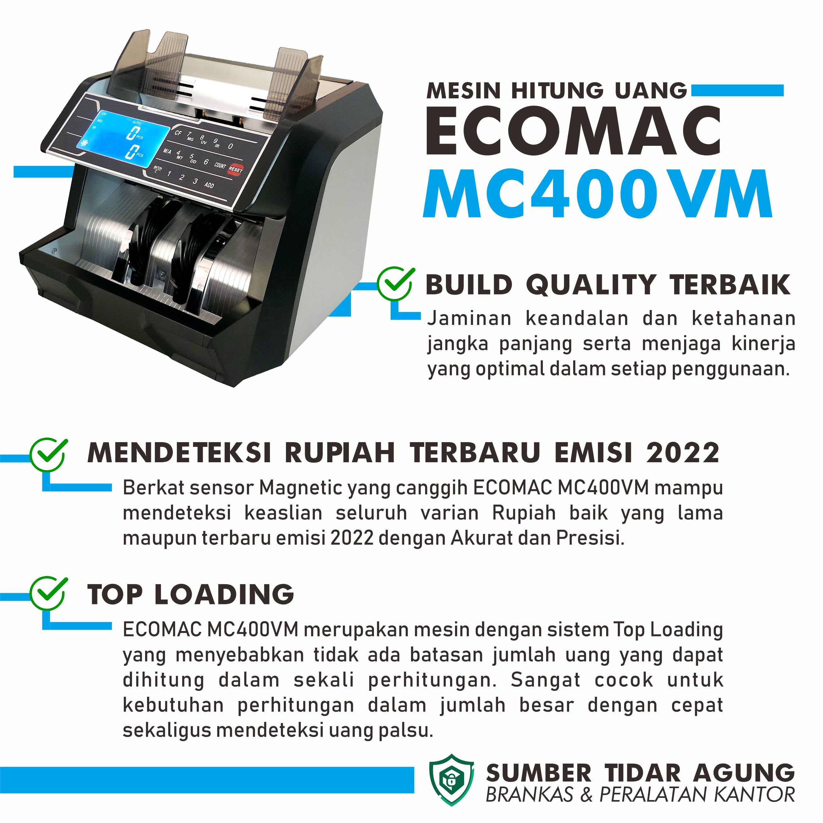 Jual Mesin Penghitung Hitung Uang ECOMAC MC400VM Plus - Money Counter MC400  di Seller Smart Comp & Solution Official Store - Batununggal, Kota Bandung