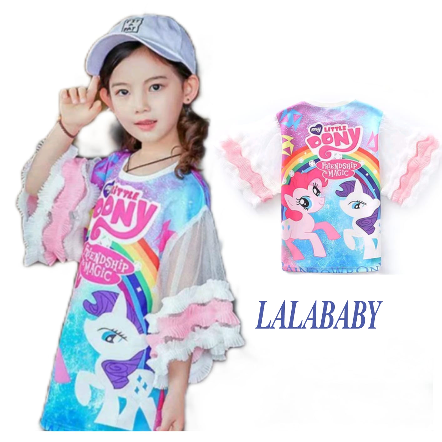 DR5 Kaos Dress Mini Little Pony Anak Perempuan Gaun Cewek Nyaman