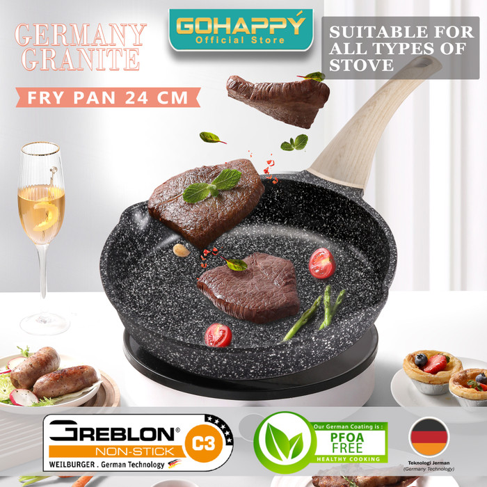 Bisa COD GERMANY FRY PAN GH C85 Panci Granite Series Set Gohappy Safe Spt Stein Frypan 20cm