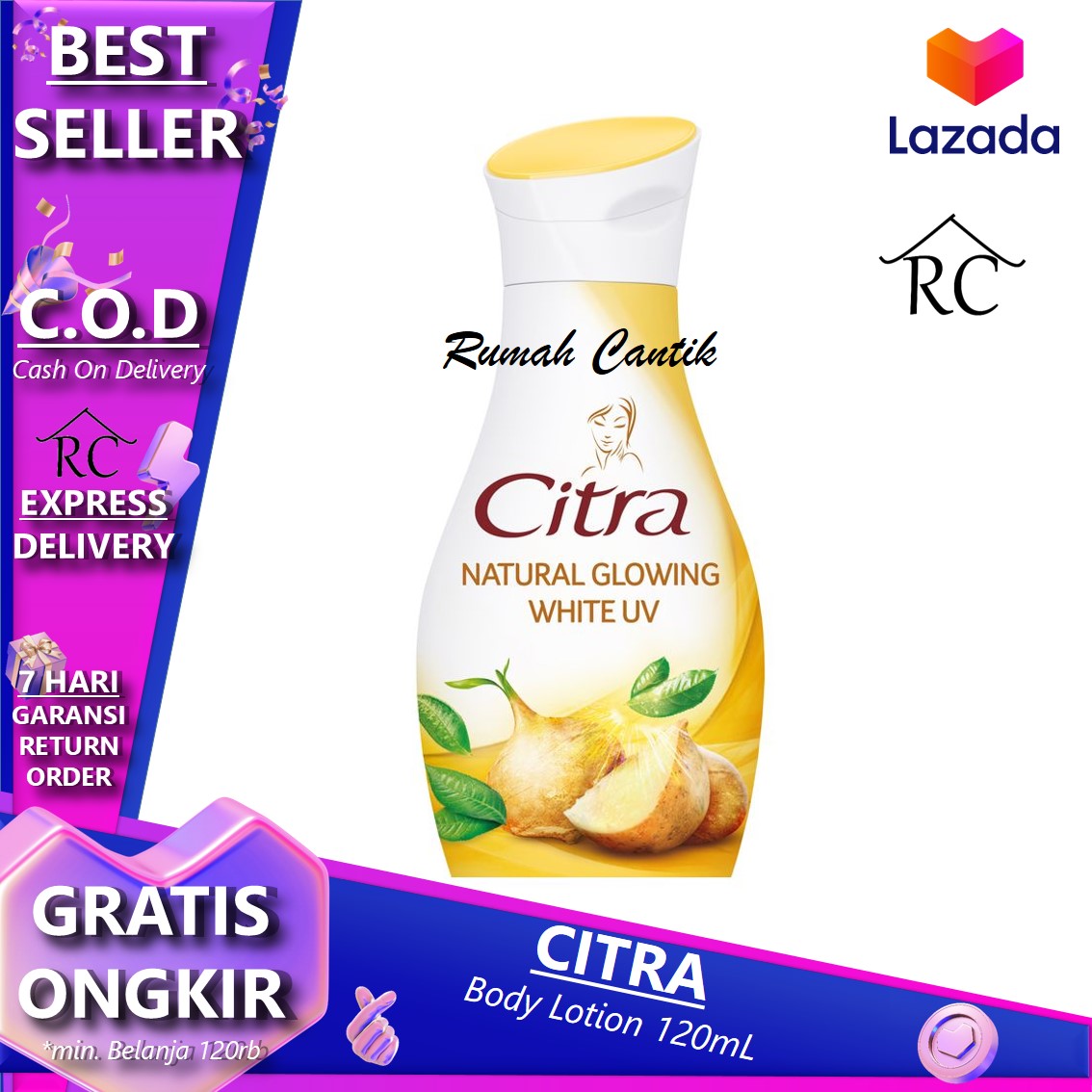 Citra Hand Body Lotion Natural Glowing White Uv 120 Ml Rumah Cantik