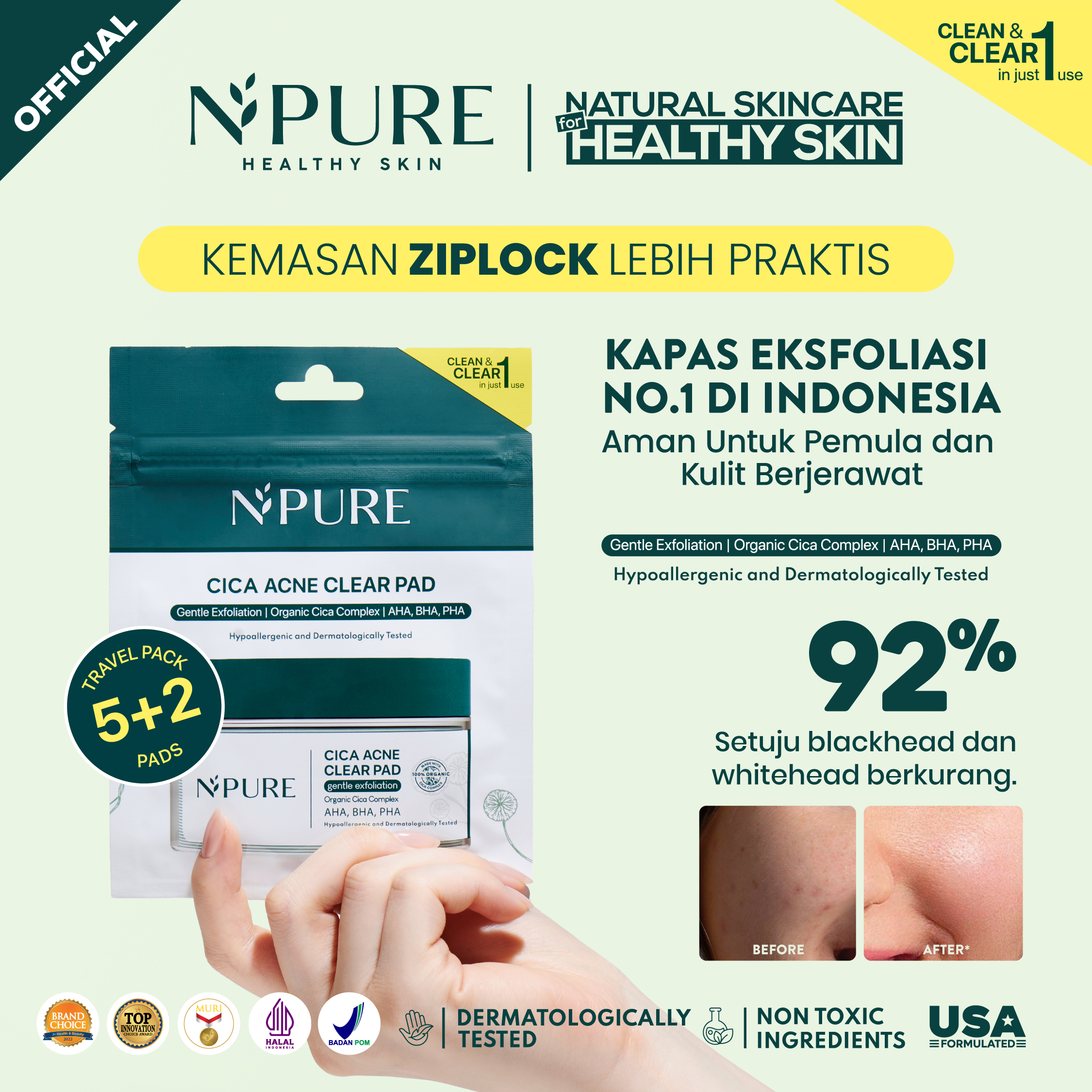 NPURE Acne Clear Pad Cica Sachet / Licorice Light Up Brightening Pads