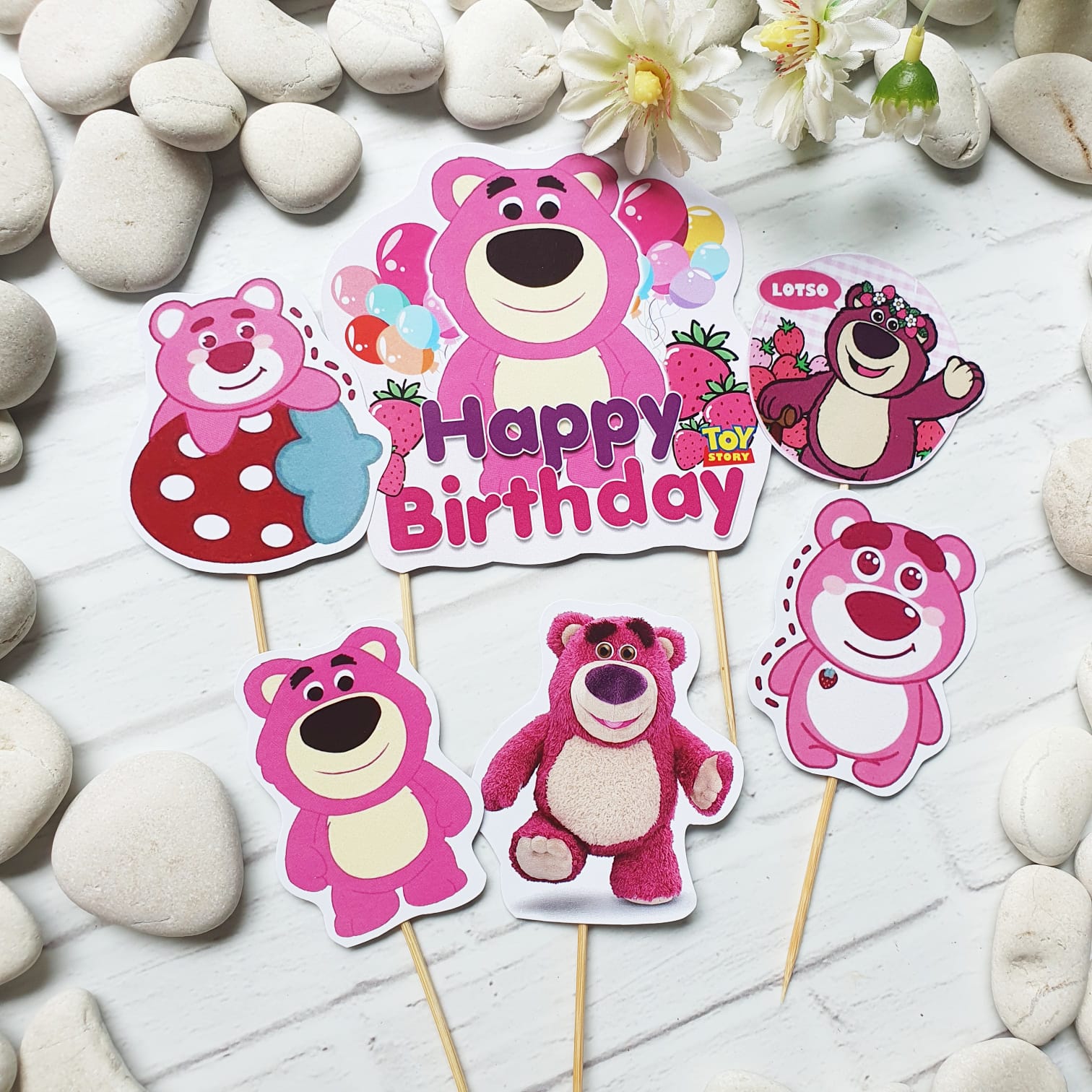SK Lotso Toy Story Birthday Cake Topper Cupcake Pudding Hiasan Kue