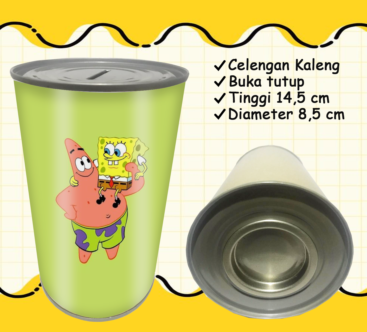 Celengan Kaleng Kartun Spongebob Celengan Kaleng Karakter Spongebob