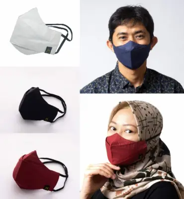 Masker Kain Hijab / masker kain Headloop / Masker 3D tali karet
