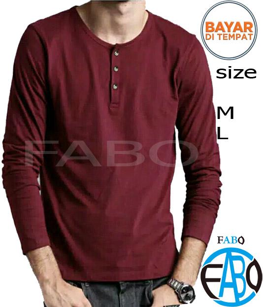 kaos katun kancing polos panjang/T-shirt pria/pakain pria/fashion pria/hodie pria