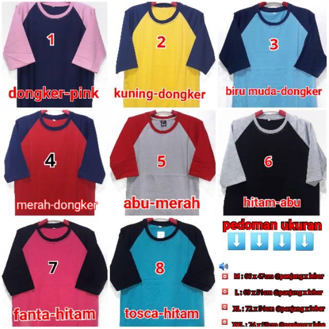 Kaos raglan polos 3/4 combed 24stosca hitam,L () (tosca hitam,L)