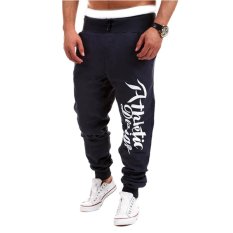 Cocotina Cool Men Sport Sweat Pants Letter Cetak Harem Dance Jogging Casual Baggy Panjang Celana (Navy Biru)