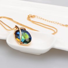 Warna Liontin Kristal Di Wanita Benar-benar 18 K Berlapis Emas Perhiasan Modis Mewah Hadiah Perhiasan Fashion