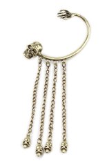 CTO 1 Pcs Punk Gothic Skeleton Skull Chain Tassel Telinga Kiri Warp Anting Perunggu