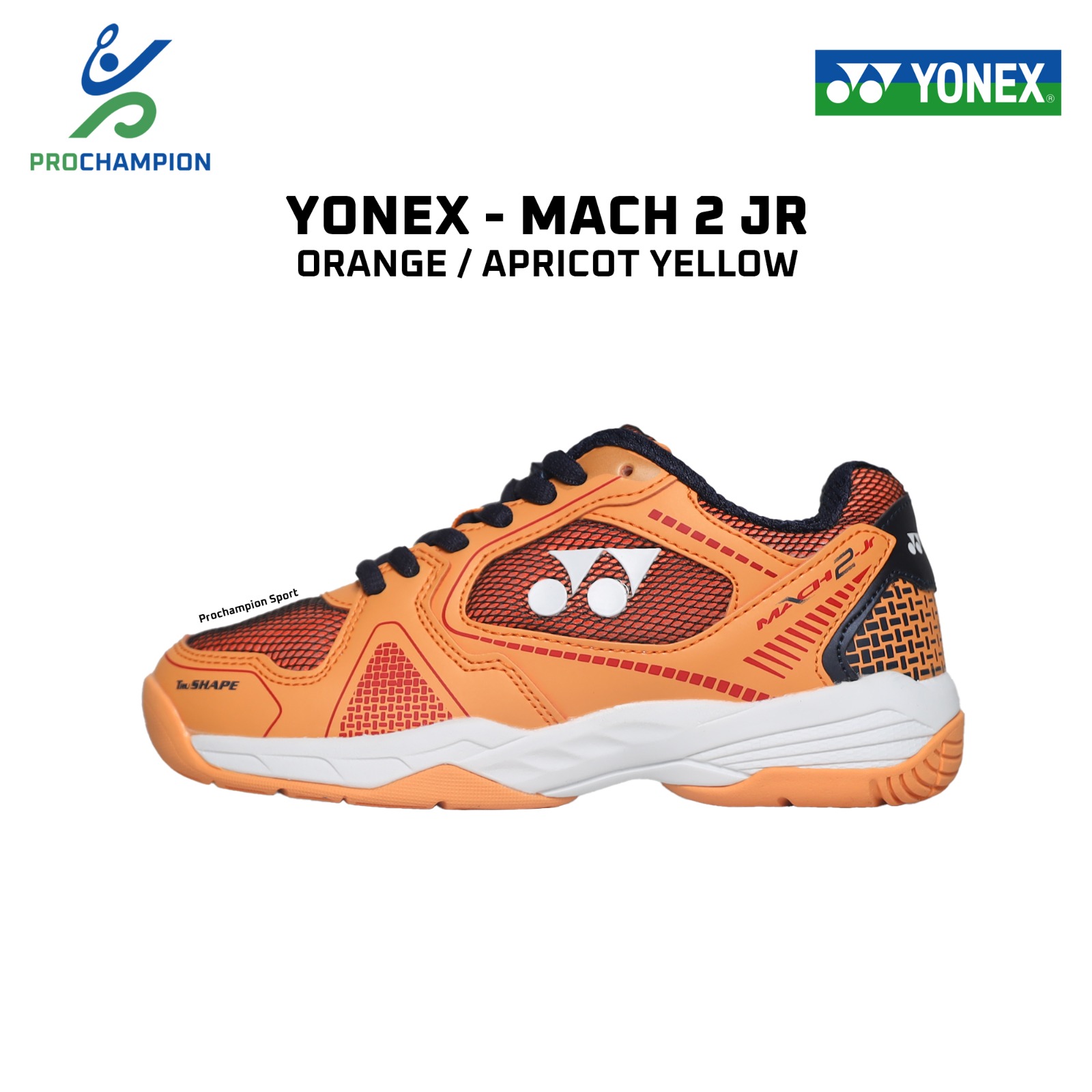Sepatu Badminton Yonex MACH Junior JR Orange Apricot Yellow