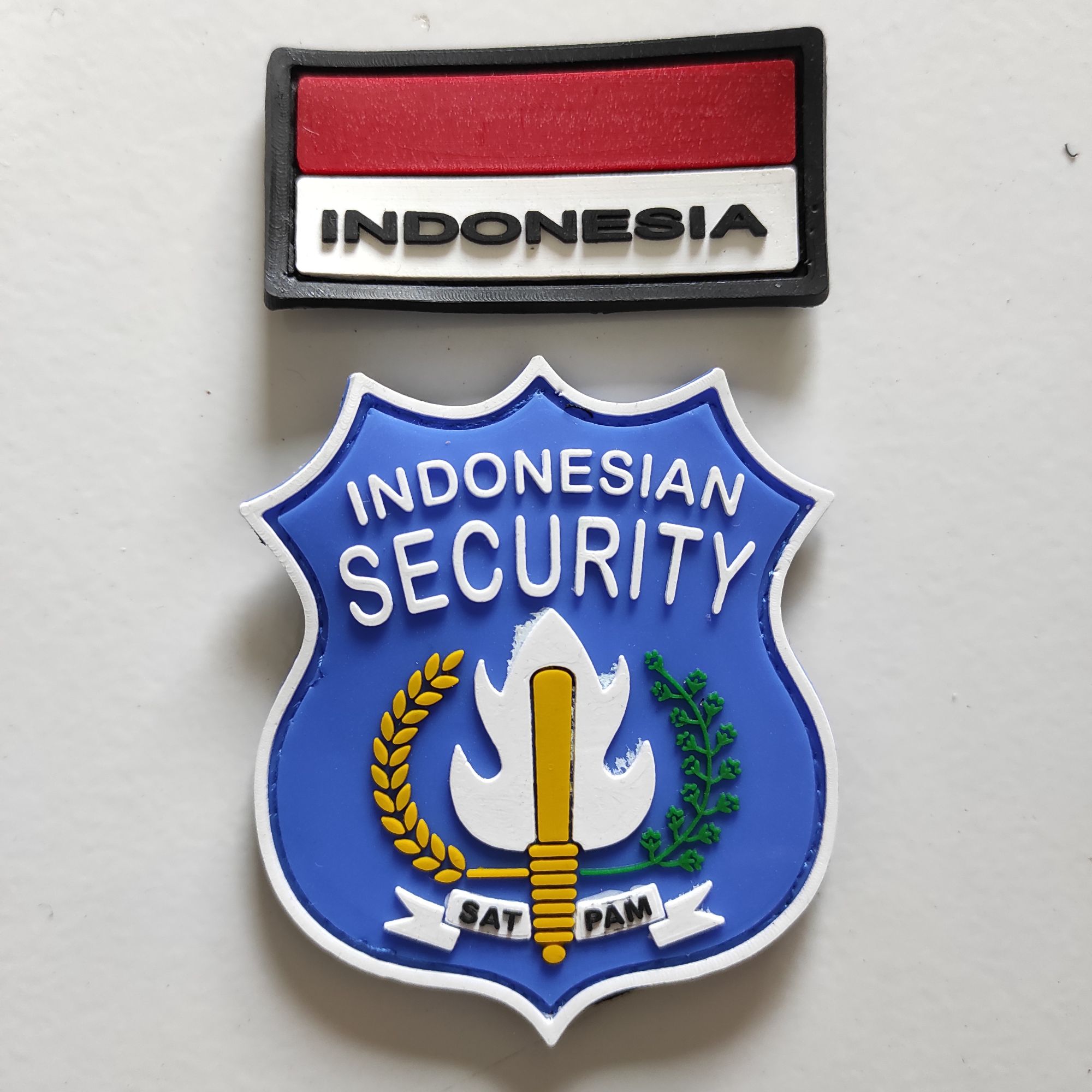 PATCH RUBBER SATU SET LOGO SECURITY + BENDERA INDONESIA KECIL/TEMPELAN ...