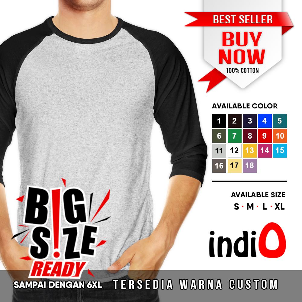 Kaos Raglan 3/4 Polos Big Size Jumbo 6XL XXXXXXL