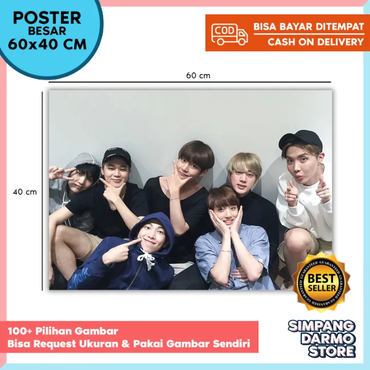 Poster Besar Bts 60x40 Cm Jungkook V Jimin J Hope Suga Jin Army No More Dream
