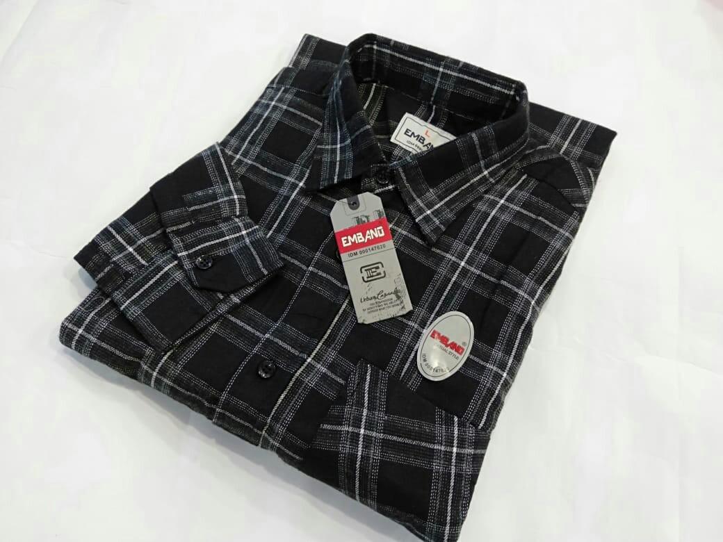 Belive In style Kemeja Flanel Lengan Panjang-Corak Garis Merah