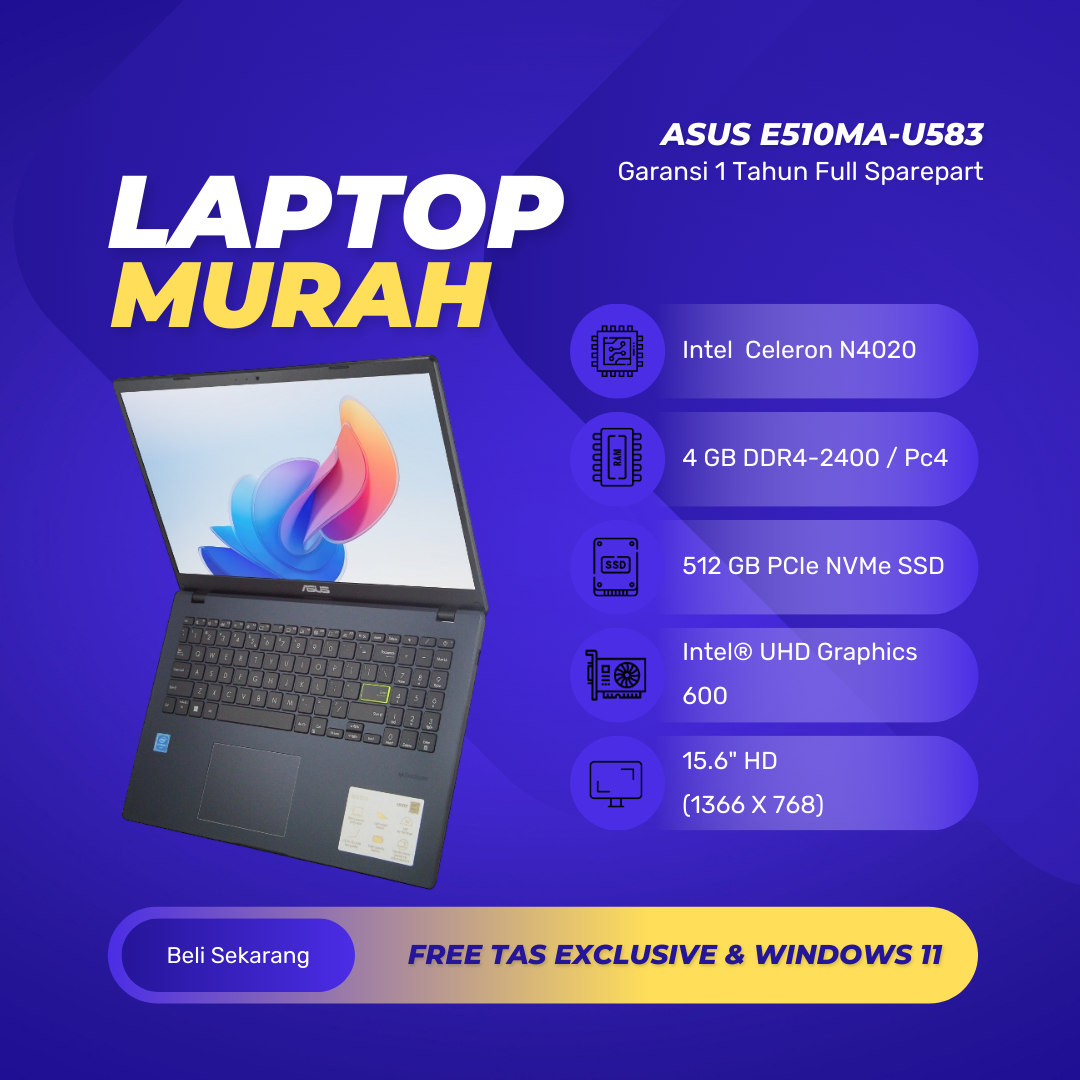Laptop SSD 512 GB Asus E510MA-U698 Celeron N4020 4GB RAM