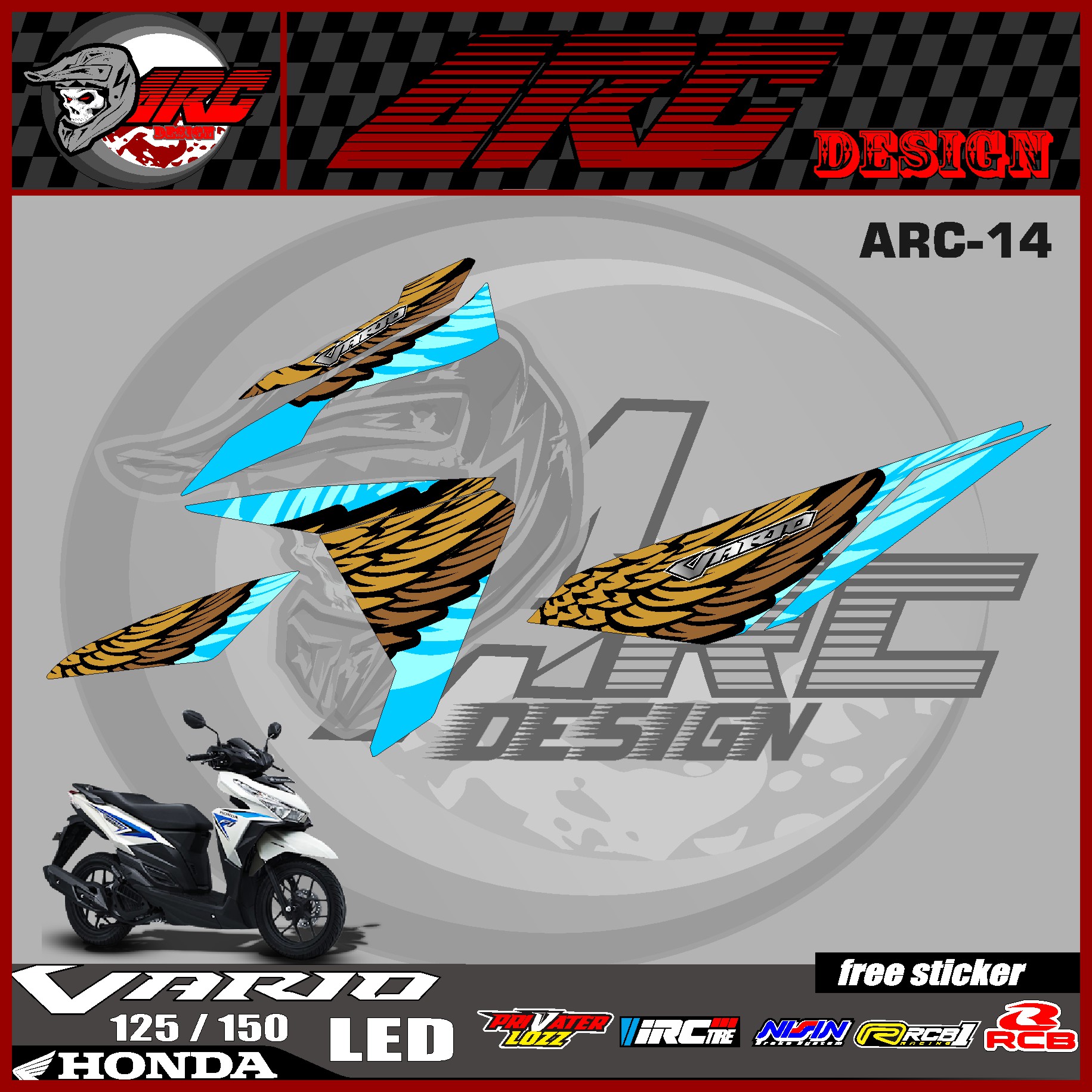 Sticker Striping Stiker Lis Variasi Motor Honda Vario 125/150 LED 2015