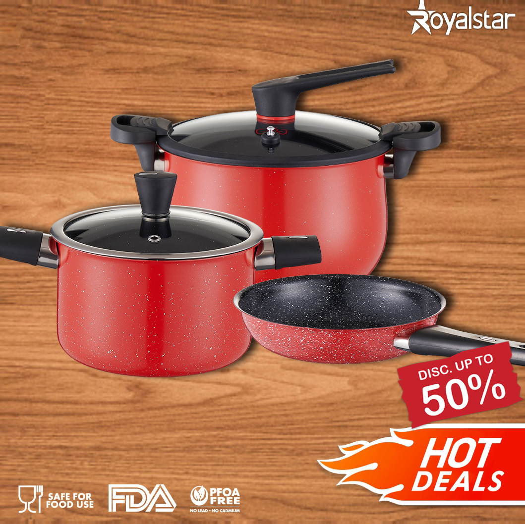 ROYALSTAR 1 Set Fira Frying Pan Soup Pan Dan Micro Pressure Pot Dengan royalstar-1-set-fira-frying-pan-soup-pan-dan-micro-pressure-pot-dengan