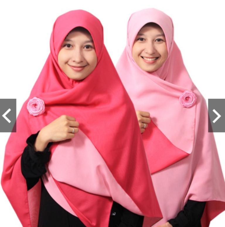 Khimar 2 Warna Hijab Bolak Balik Segi Empat Jumbo Syari jilbab Model Sekarang Model Baru
