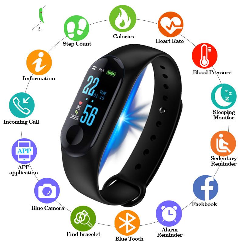 Bangwei New Smart Wristband Fitness Tracker Led Color Touch Screen Message Heart Rate Time Smart Watch Men Women Sport Watch+box Novel Design; In