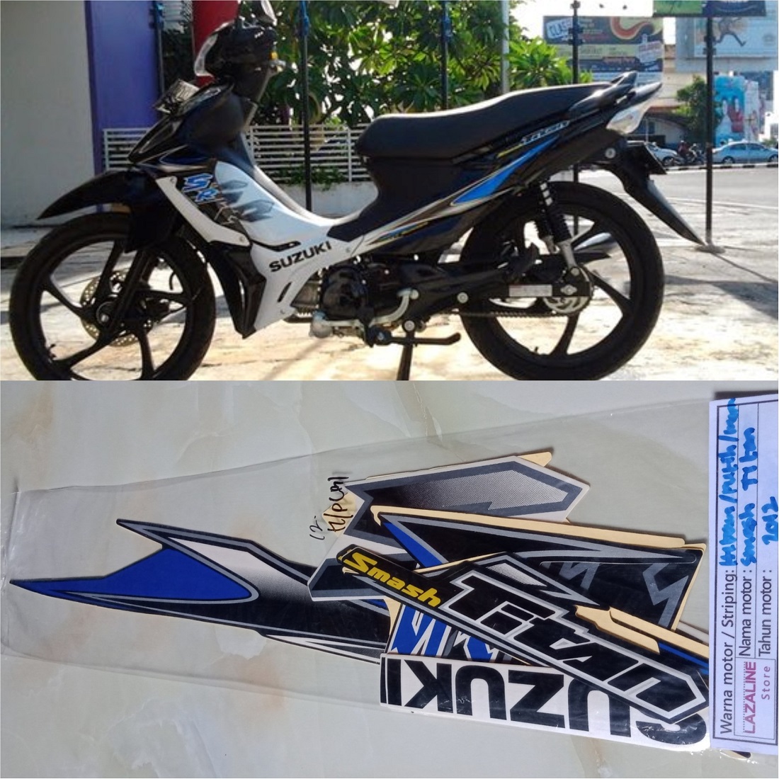 Striping Stiker Lis Standar Motor Suzuki Smash Titan 2012 Hitam Putih Biru Lazada Indonesia