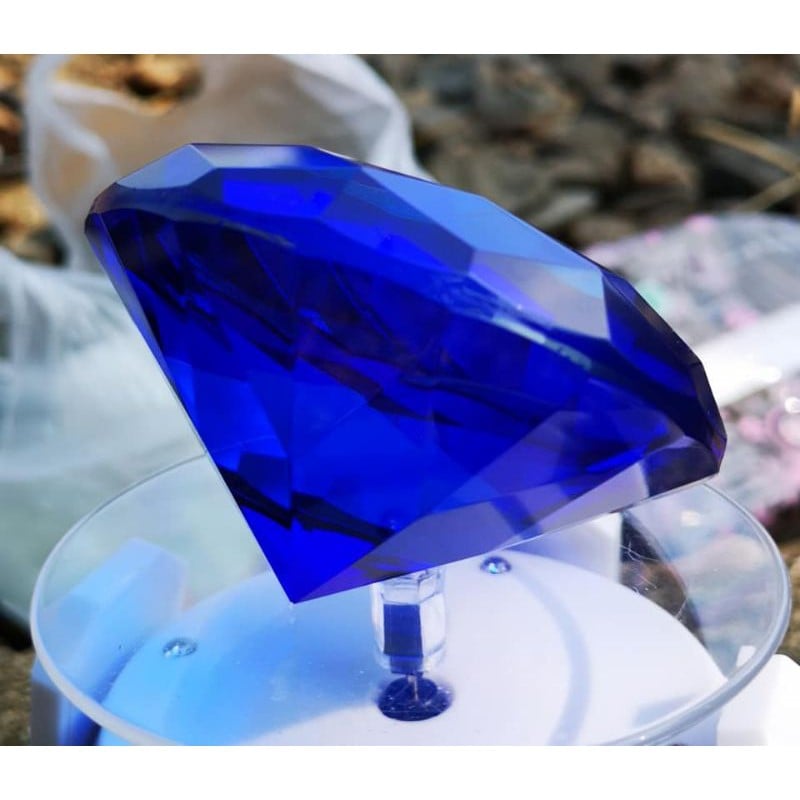 Batu Permata blue Diamond pajangan bigsize top luster crystal HQ l