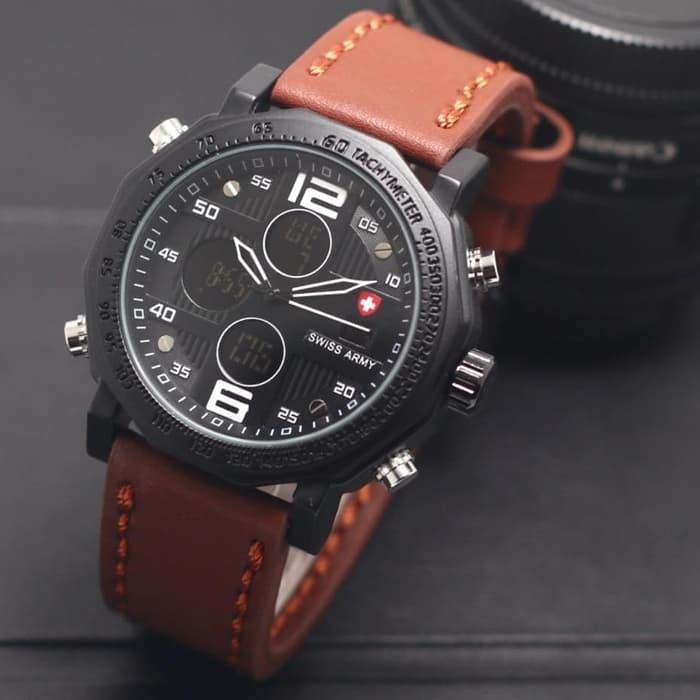 Smart7Store- QSARMY135GG - JAM TANGAN PRIA / JAM TANGAN FASHION PRIA / FASHION PRIA / JAM TANGAN KASUAL / JAM TANGAN DUAL TIME ANALOG+DIGITAL 4,5CM TALI KULIT PREMIUM FREE BOX + BATERAI TANGGAL AKTIF (QUALITY SUPER PREMIUM&REALPICT) BEST SELLER!!!