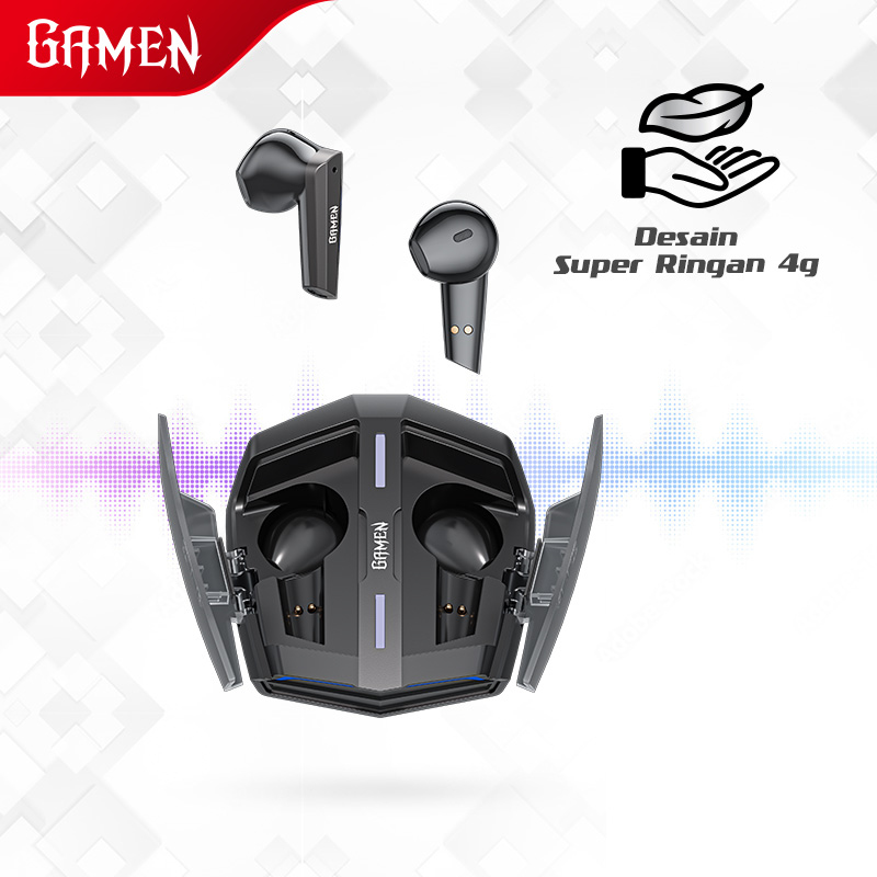 GAMEN TWS Sirens Evo Airbuds Earphone Lightweight Bluetooth 5.3 No Delay Low Latency Desain