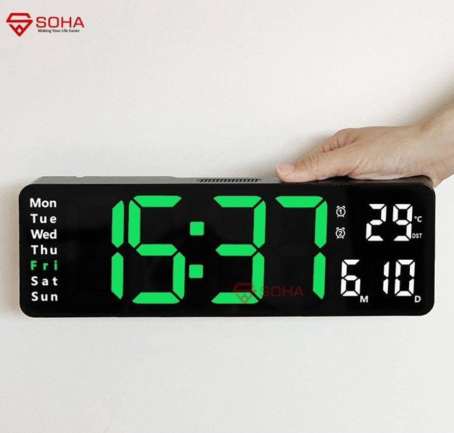JD6629 Jam Digital LED Besar Tampilan Jelas Dinding / Kalender Alarm