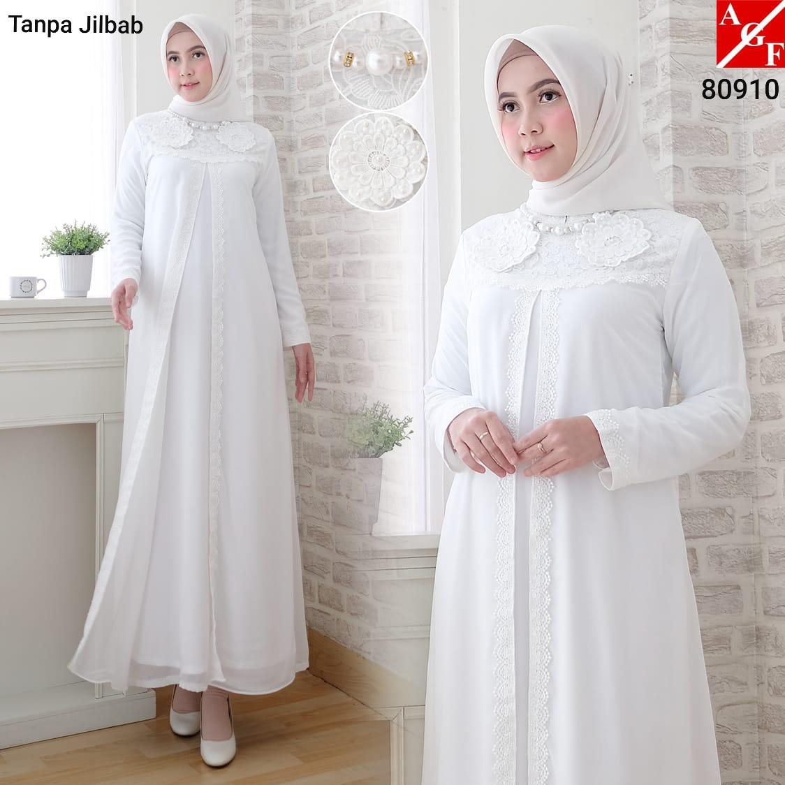 SALE!! Baju Gamis Wanita Brukat / Gamis Putih Lebaran Umroh Haji / Busana Muslim Wanita / Gamis Putih / Baju Lebaran #80910