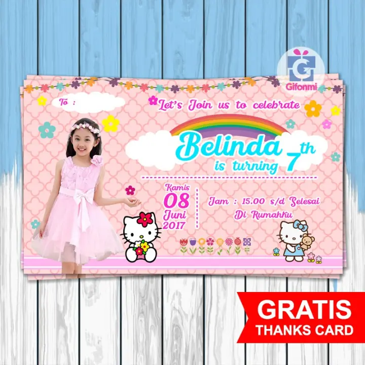 32 Undangan Ulang Tahun Hello Kitty Plus Foto Uu 005 Lazada Indonesia