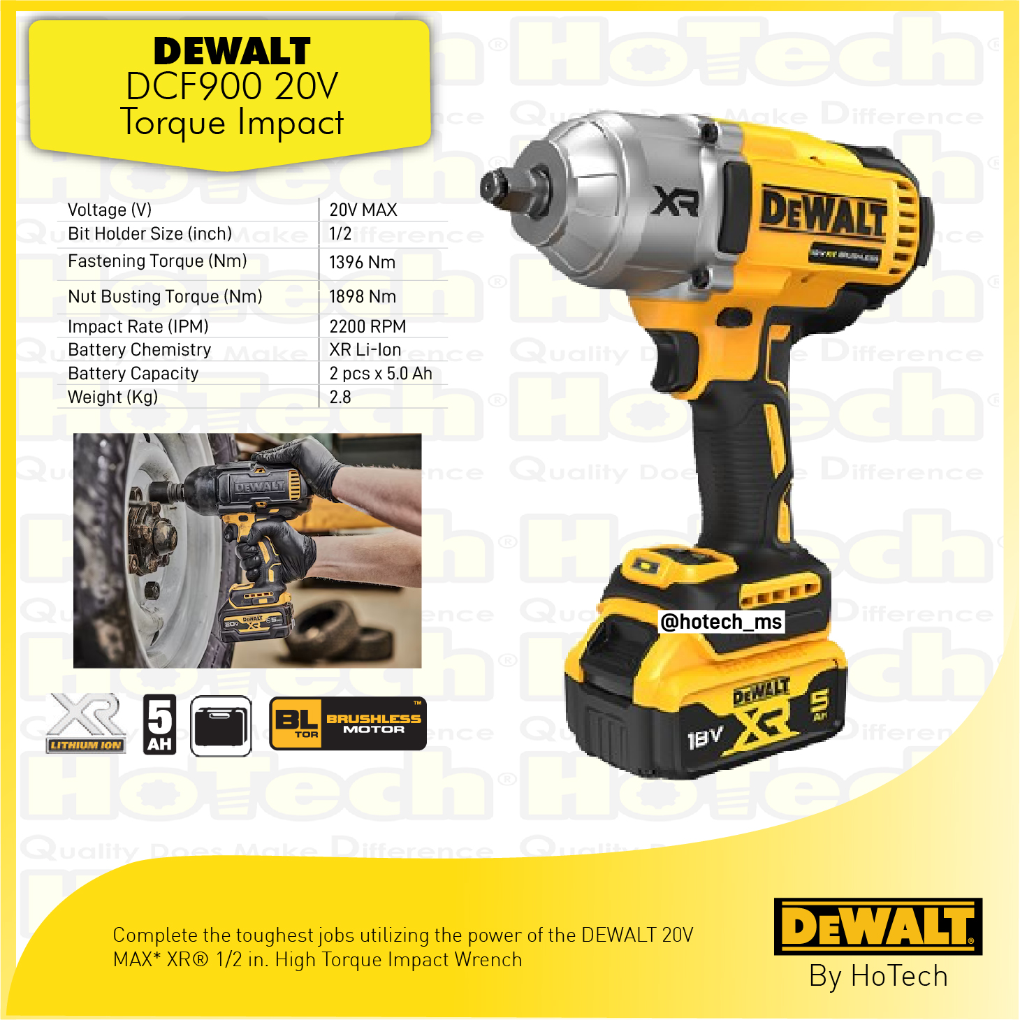 DEWALT DCF900 1/2 In. High Torque Impact Wrench Mesin Bor Lazada