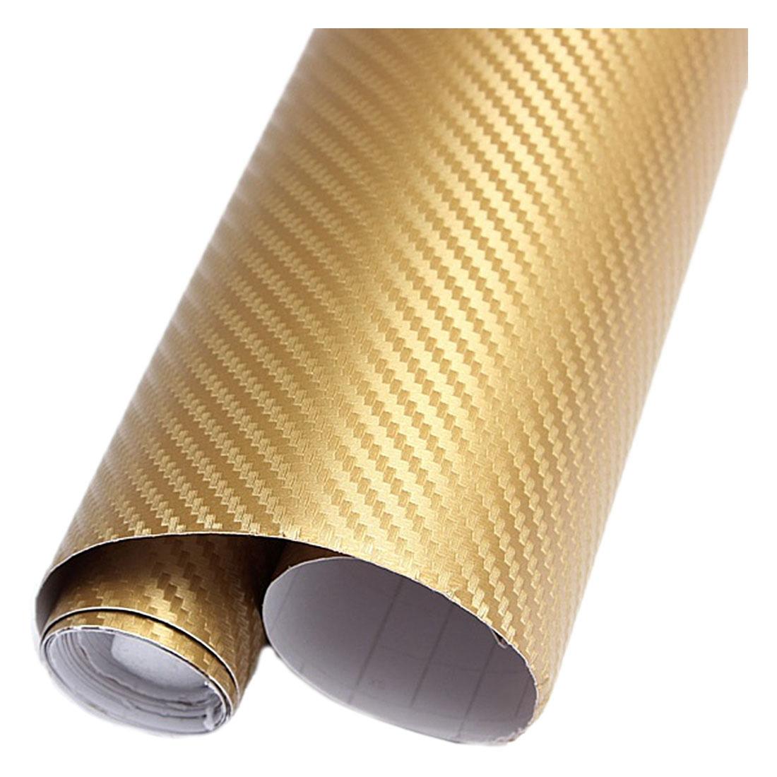 30cm x 127cm 3D Auto interior or exterior Gold DIY carbon fiber Vinyl Sticker