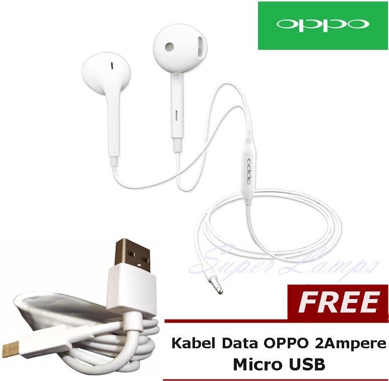 OPPO Headset/Headphone Superr Bass MH135/R11 Original Free Kabel Data OPPO Micro USB 2A - White