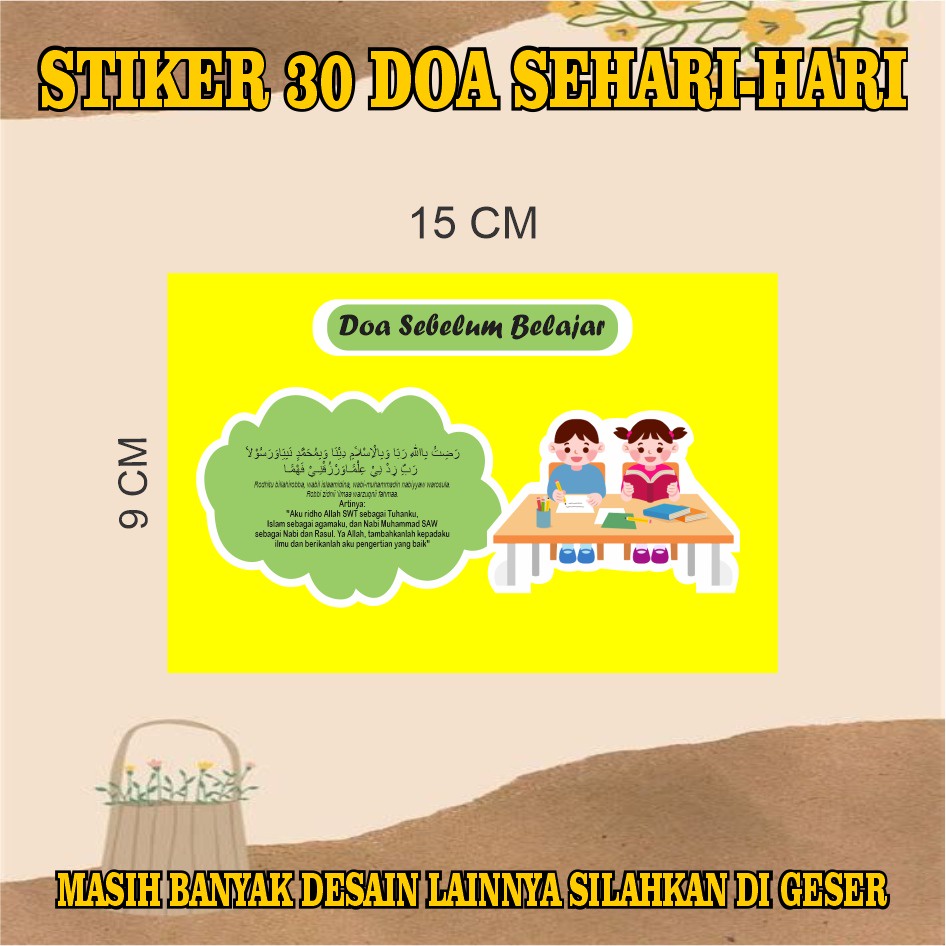Sticker Doa Sehari-Hari Bergambar - Edukasi Doa Anak Muslim | Lazada
