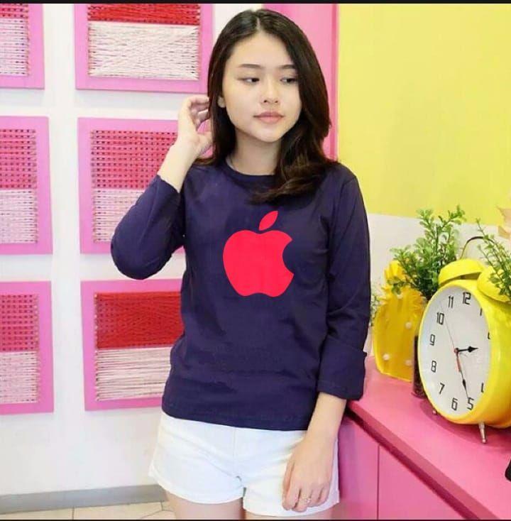 flash.fashion T-shirt / Kaos Wanita / Tumblr Tee APPLE Lengan Panjang-TERBARU DAN TERLARIS KAOS BAJU CEWEK MURAH/ATASAN ABG/BAJU DISTRO WANITA/KAOS OBLONG/TUMBLR TEE
