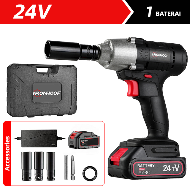 Electric Impact Wrench Cordless Brushless Impact Baterai High Torsi