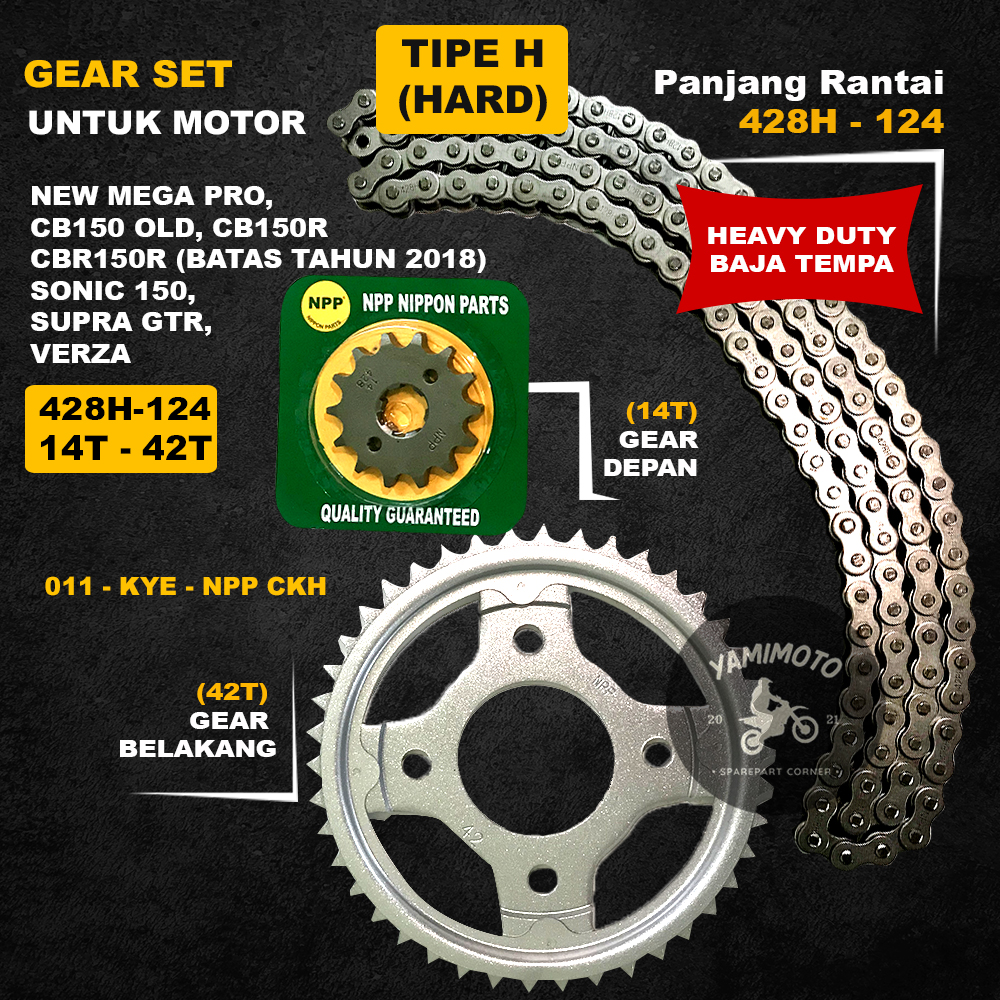 Gear Set NPP Chain kit New Mega Pro Type H(Heavy Duty) CB150 Old CB150R Street Fire CBR150R