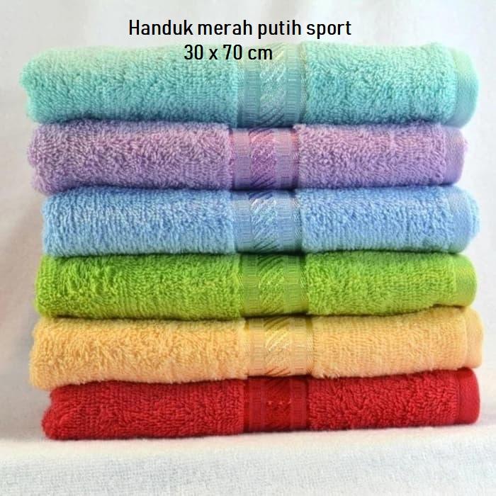 Handuk Muka Merk Merah Putih Polos 30x70cm Handuk Kecil Sport Olahraga